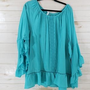 NY Collection Woman 3X Teal Top